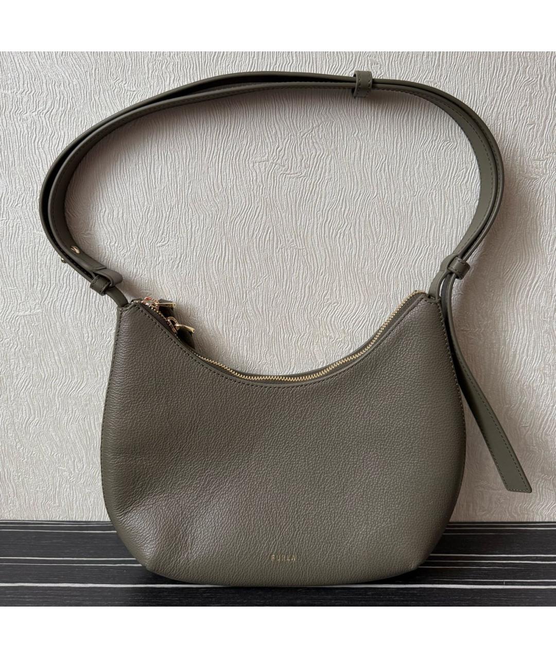 FURLA Зеленая кожаная сумка через плечо, фото 6