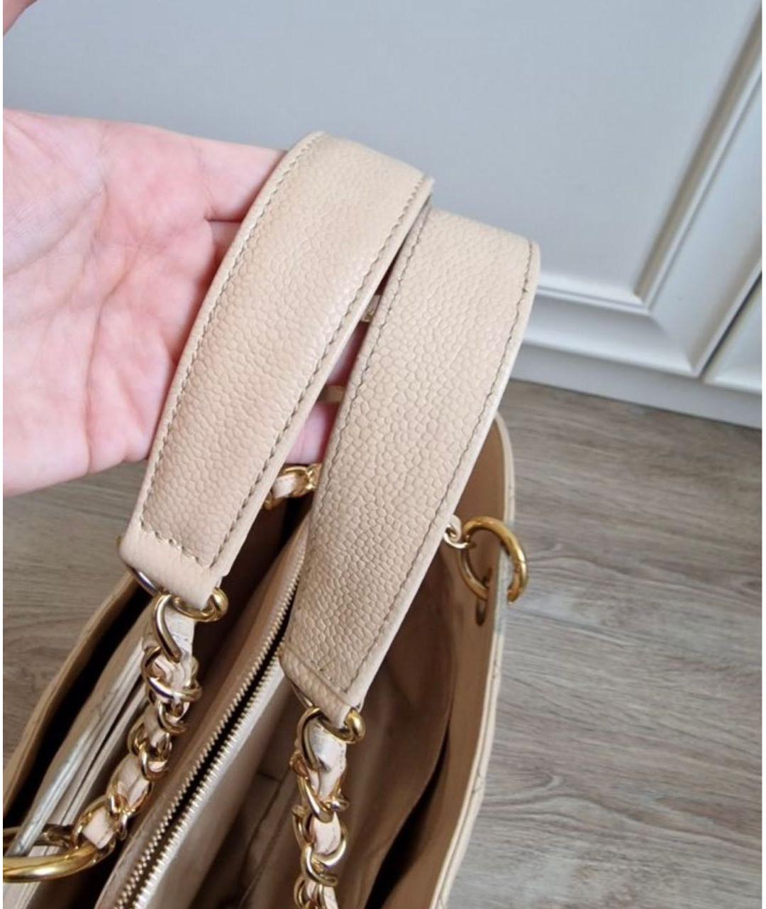 CHANEL Желтая кожаная сумка тоут, фото 5