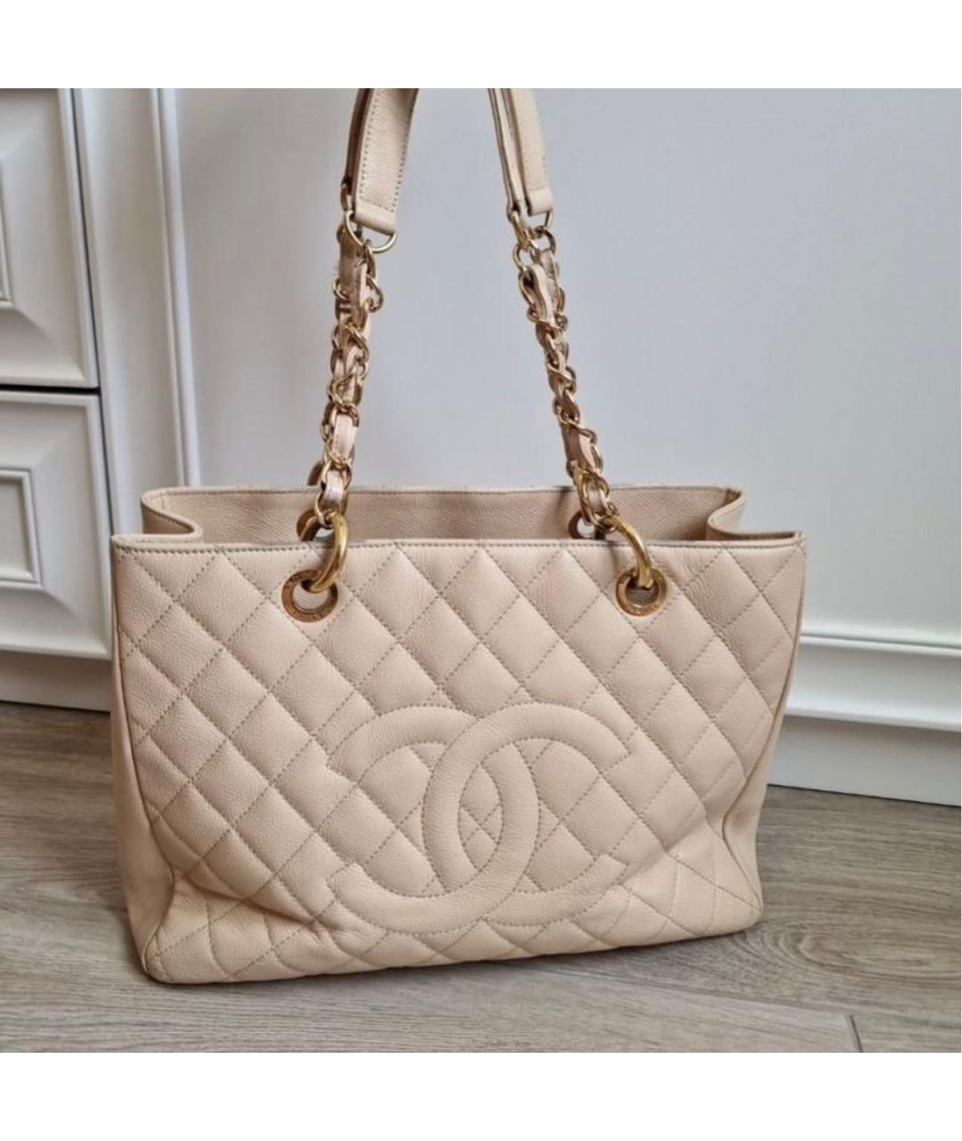 CHANEL Желтая кожаная сумка тоут, фото 8