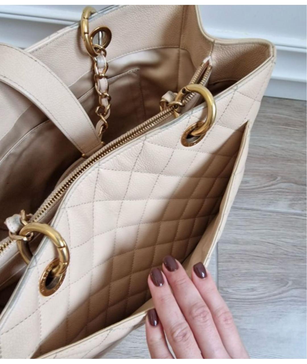 CHANEL Желтая кожаная сумка тоут, фото 7