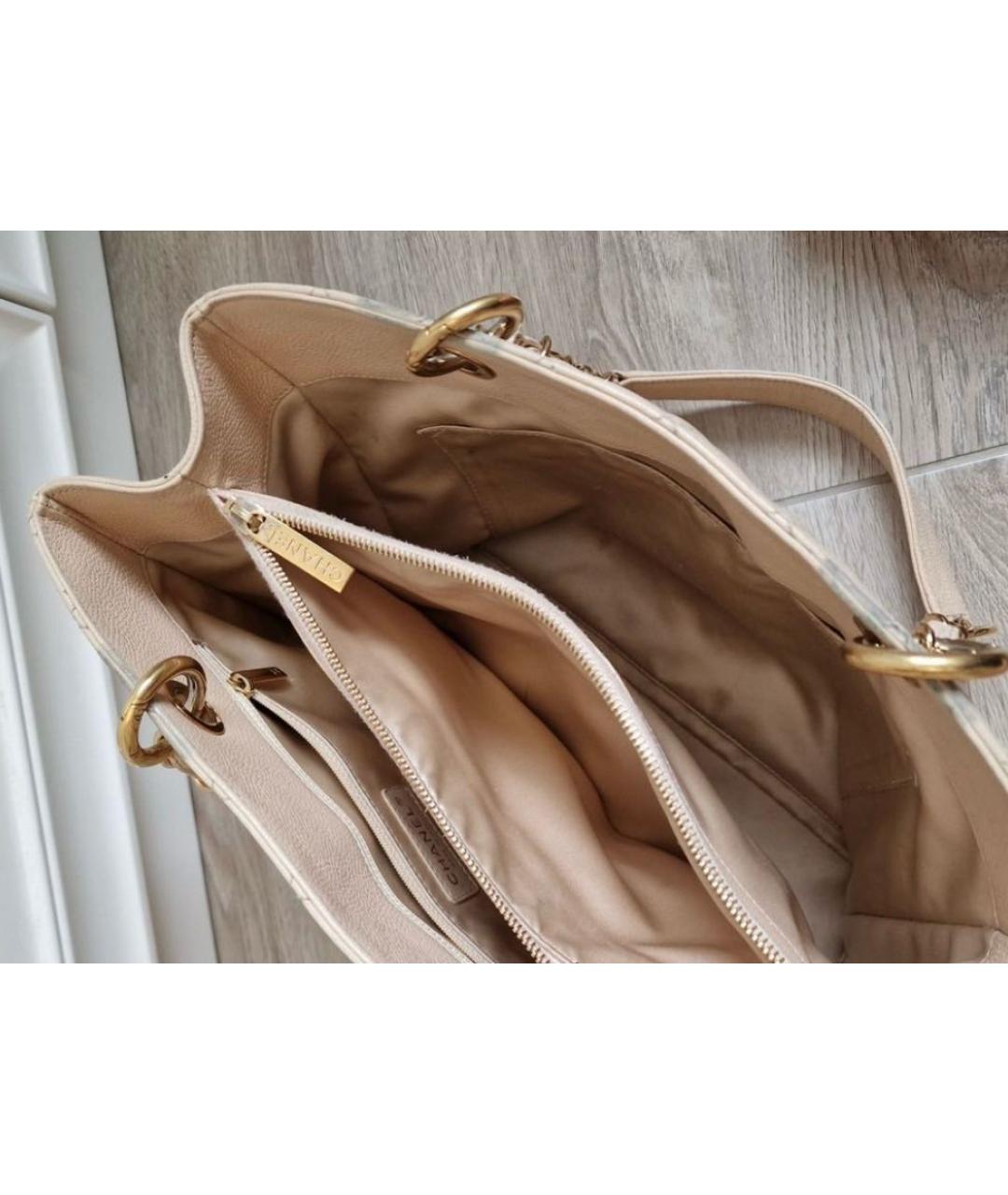 CHANEL Желтая кожаная сумка тоут, фото 4