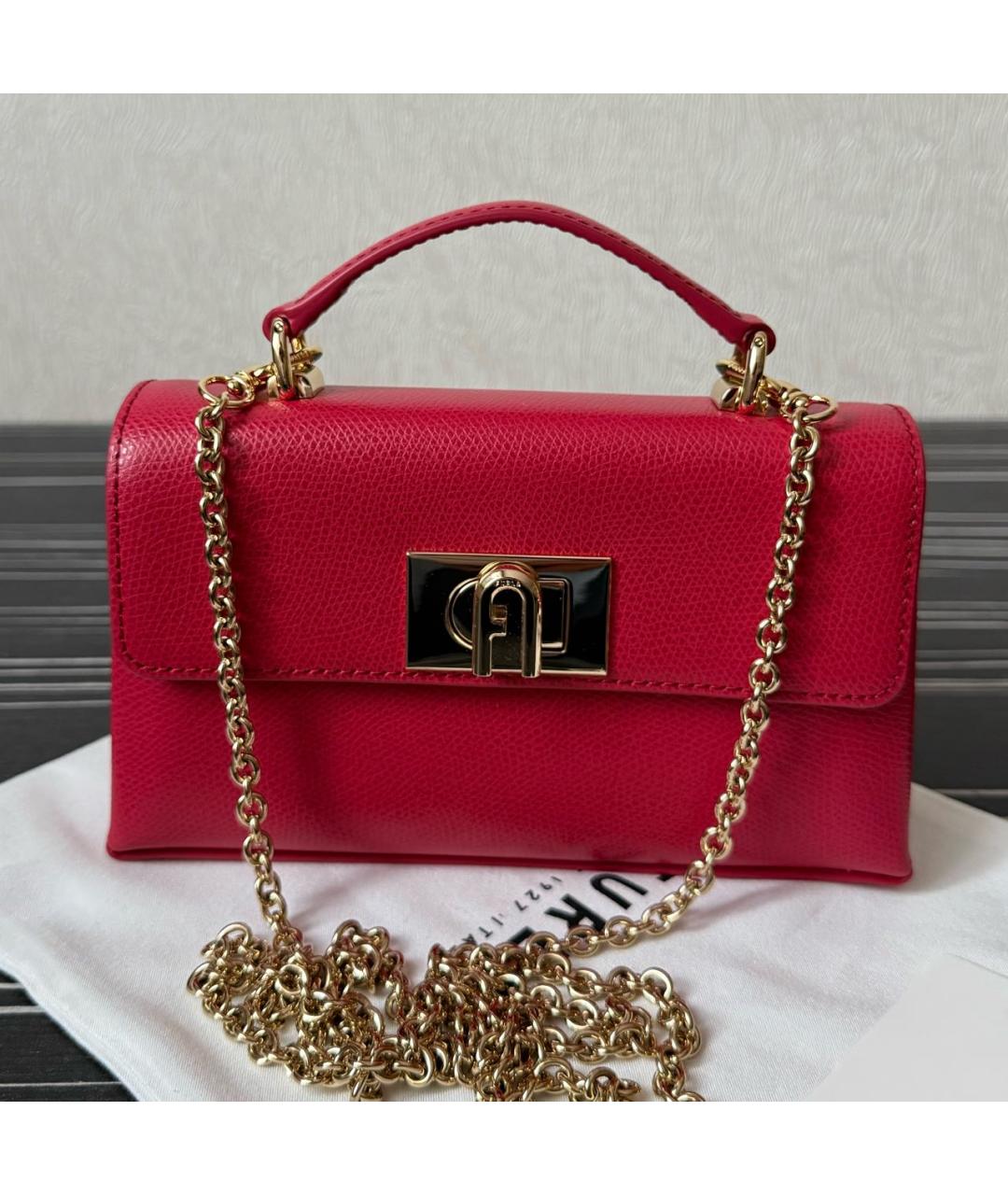 FURLA Красная кожаная сумка с короткими ручками, фото 6