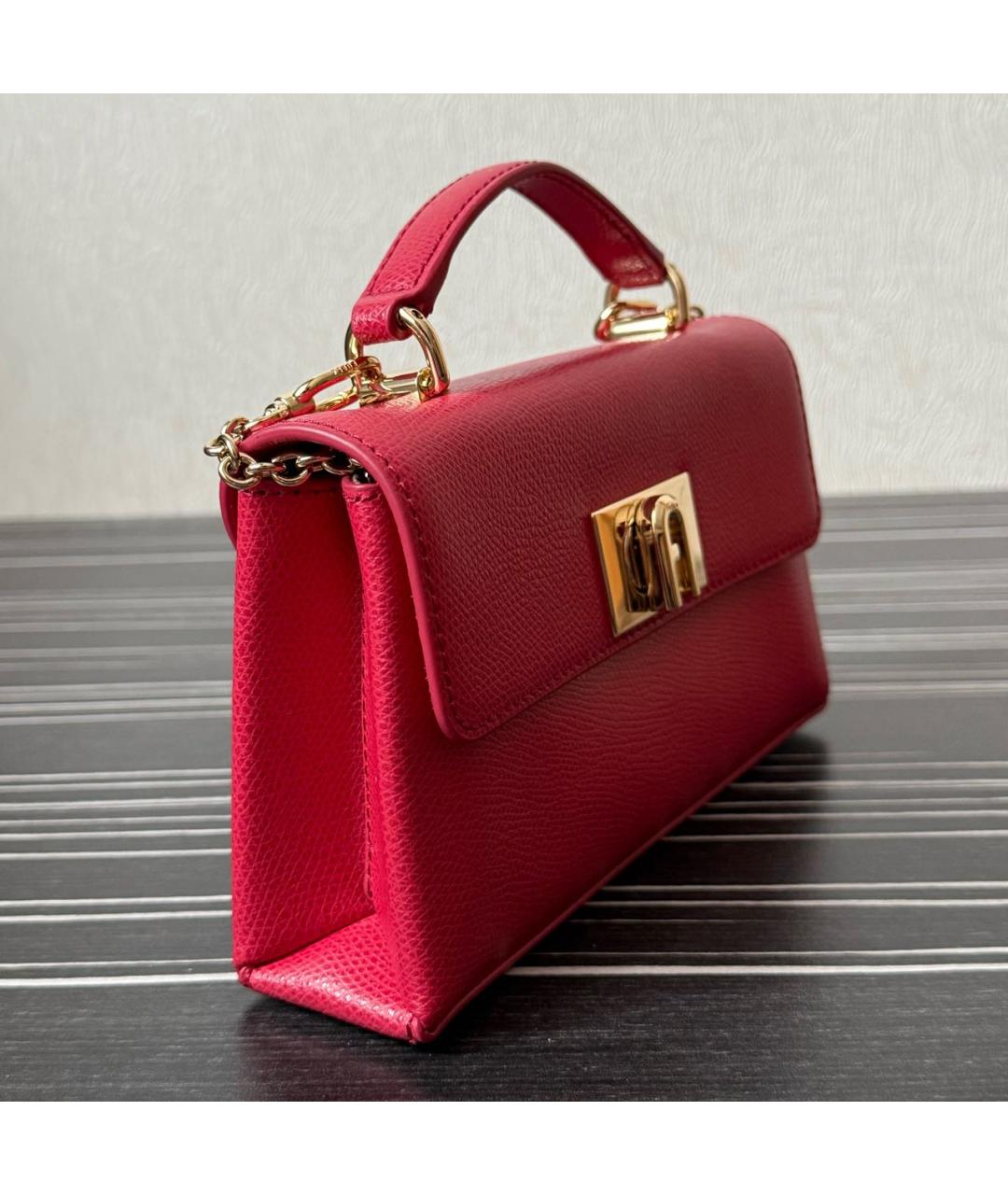 FURLA Красная кожаная сумка с короткими ручками, фото 2
