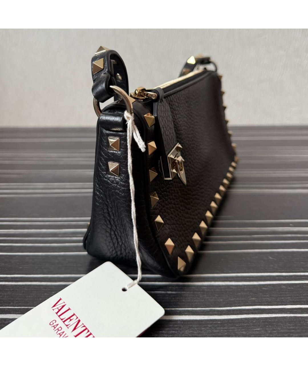 VALENTINO Черная кожаная сумка с короткими ручками, фото 2