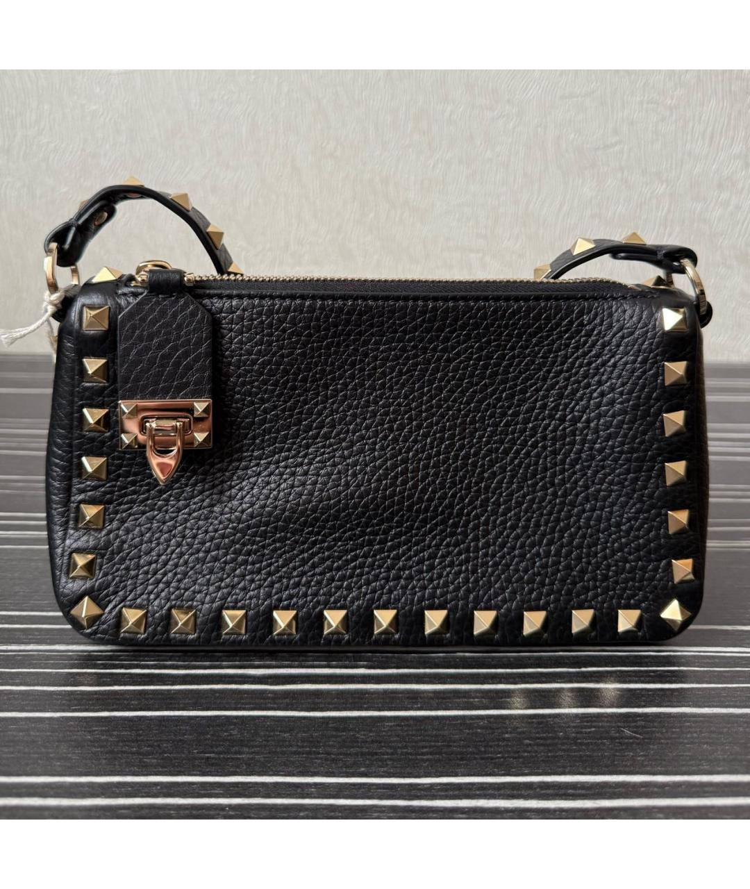 VALENTINO Черная кожаная сумка с короткими ручками, фото 7