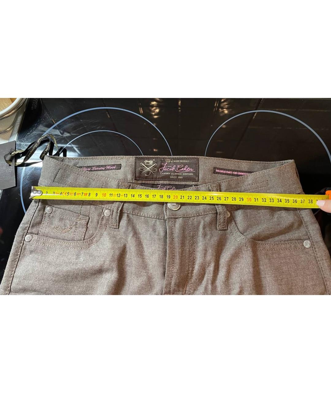 JACOB COHEN Коричневые хлопко-кашемировые прямые джинсы, фото 8