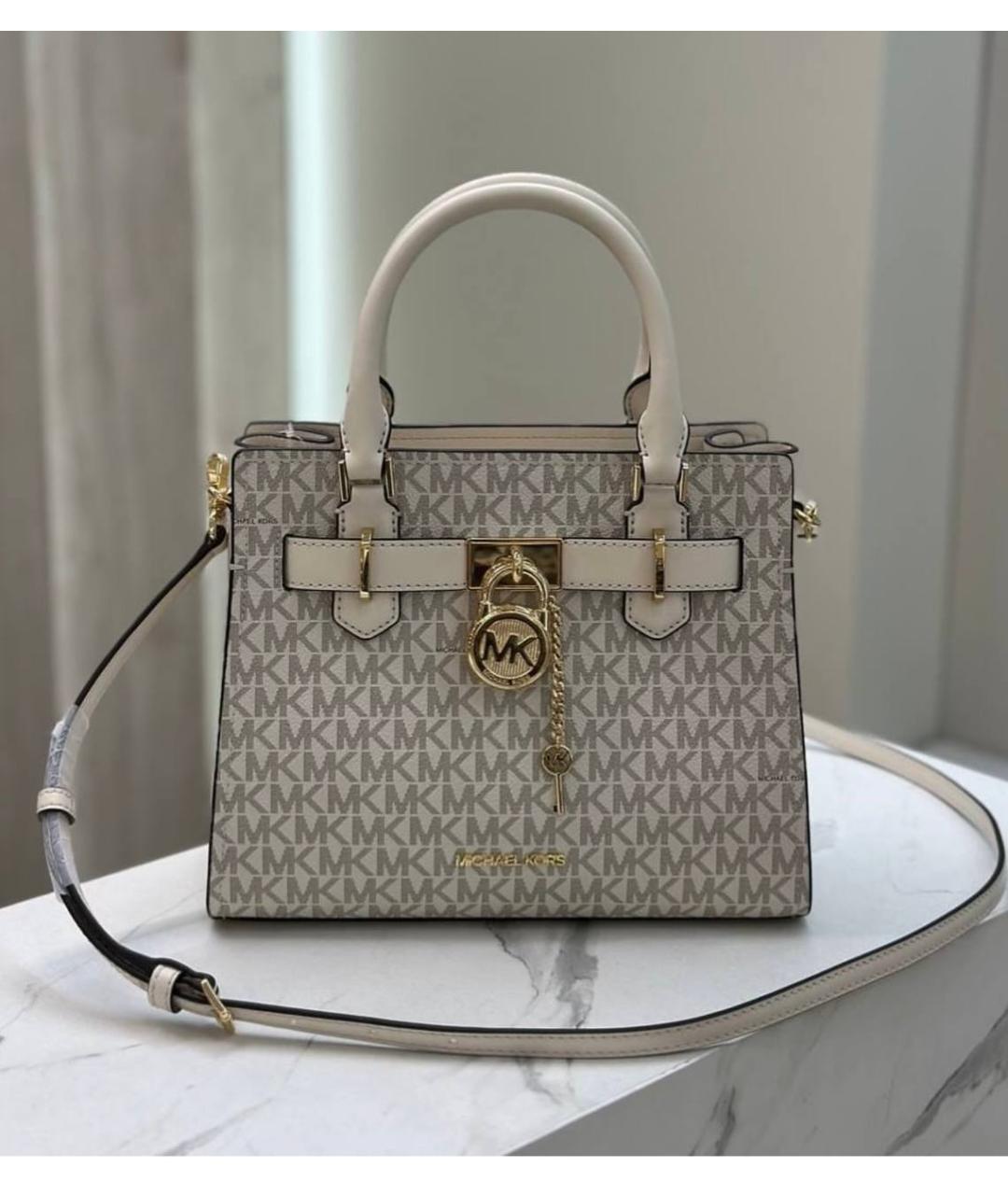 MICHAEL KORS Бежевая сумка с короткими ручками из искусственной кожи, фото 4