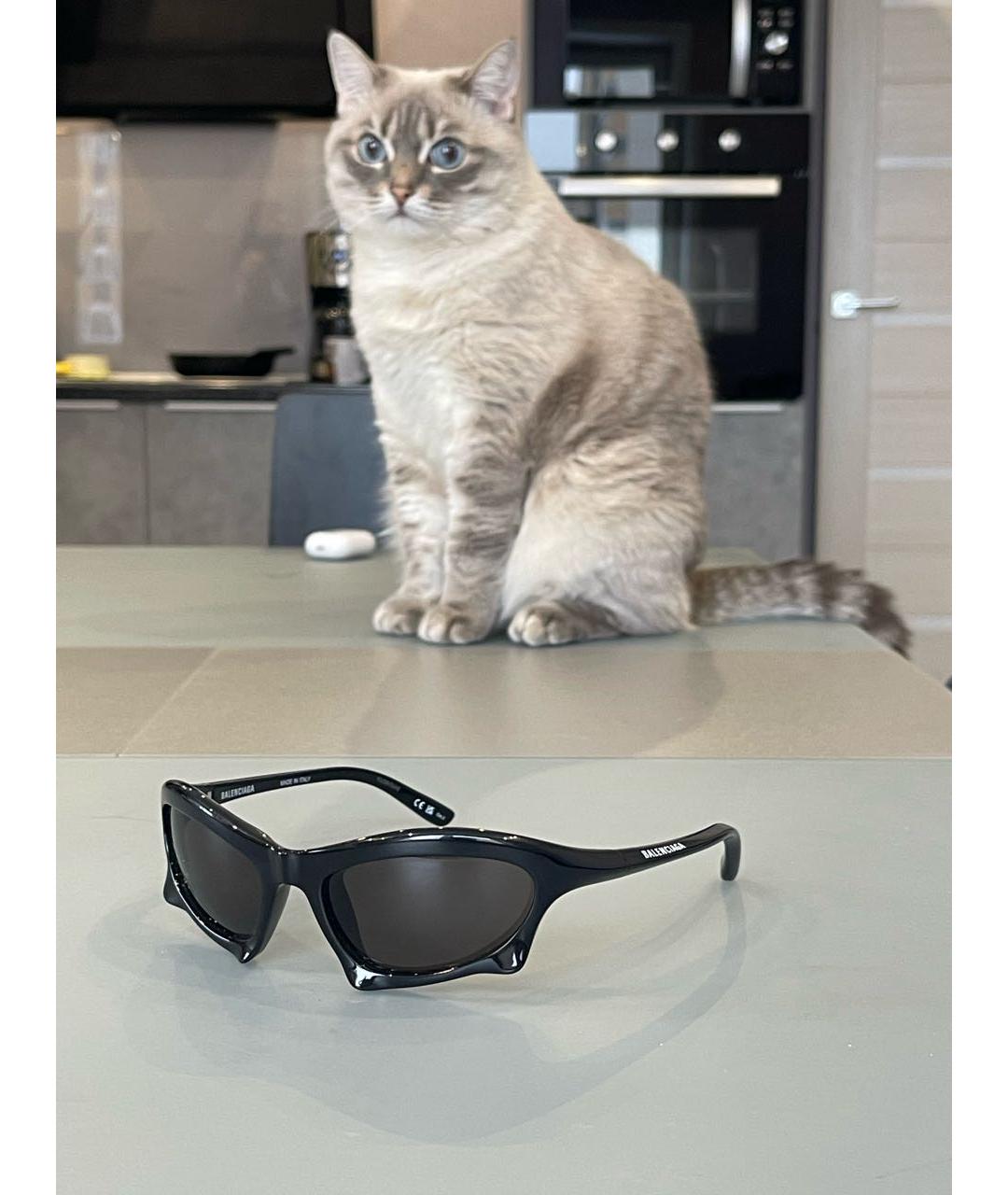 BALENCIAGA Черные пластиковые солнцезащитные очки, фото 5