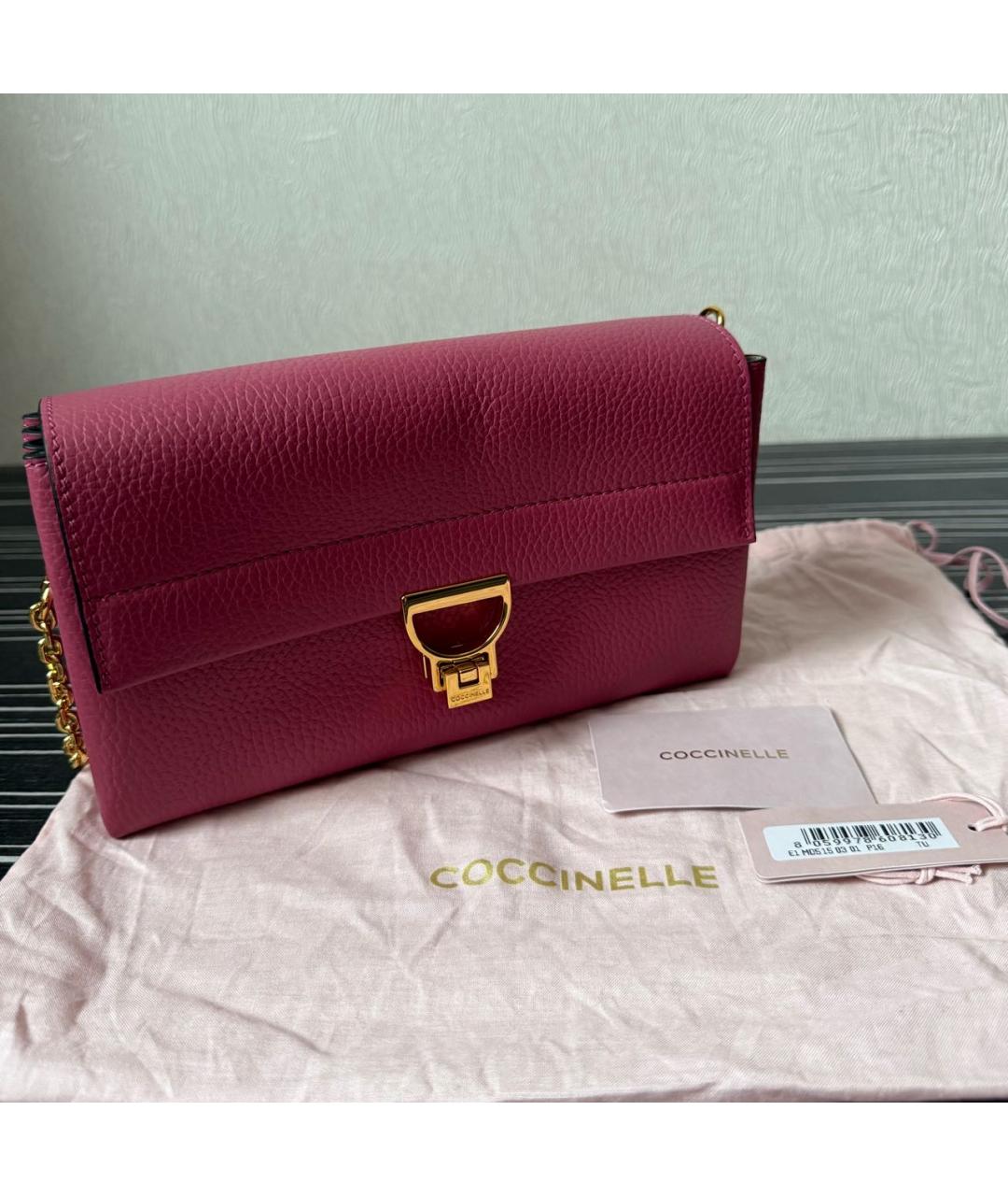 COCCINELLE Фуксия кожаная сумка через плечо, фото 6