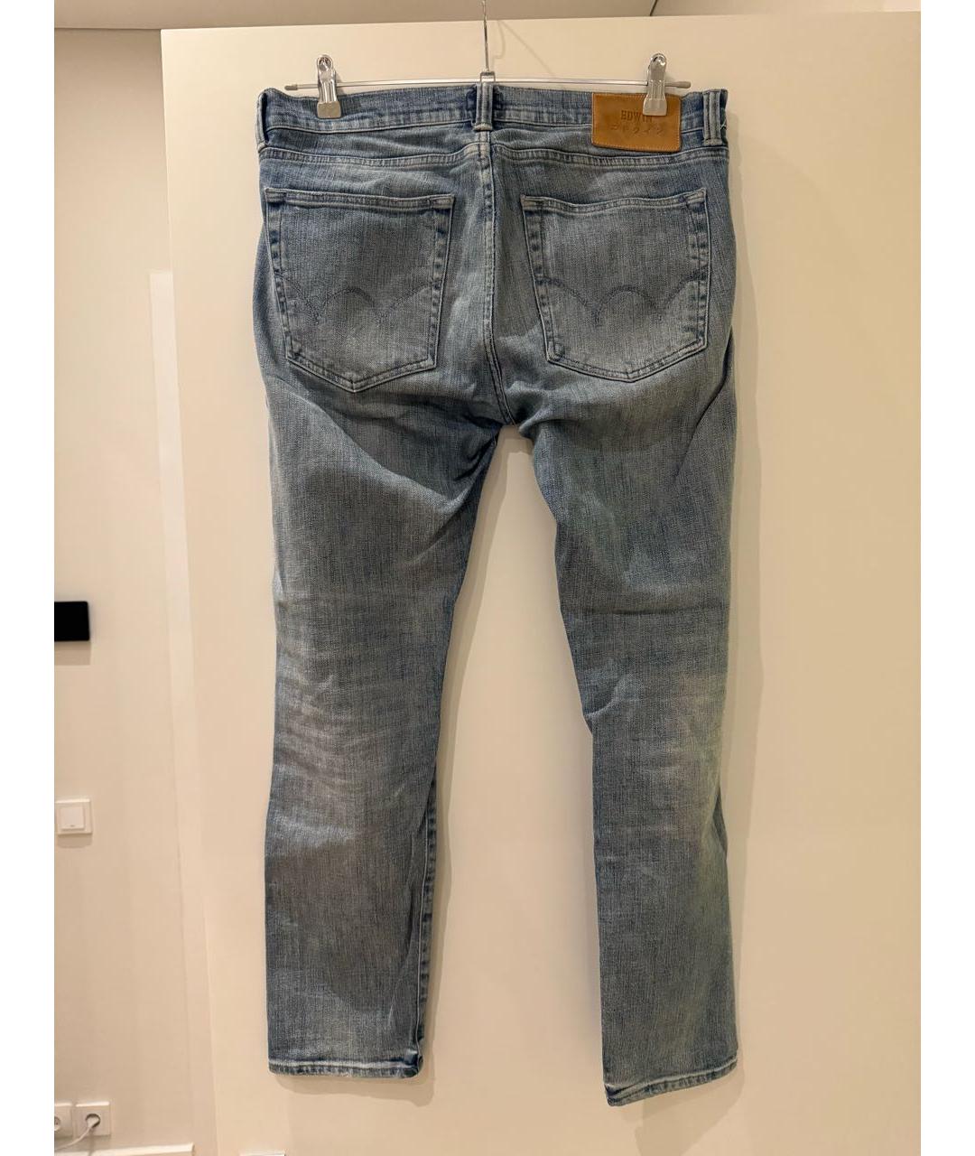 EDWIN Голубые хлопко-полиэстеровые джинсы скинни, фото 2