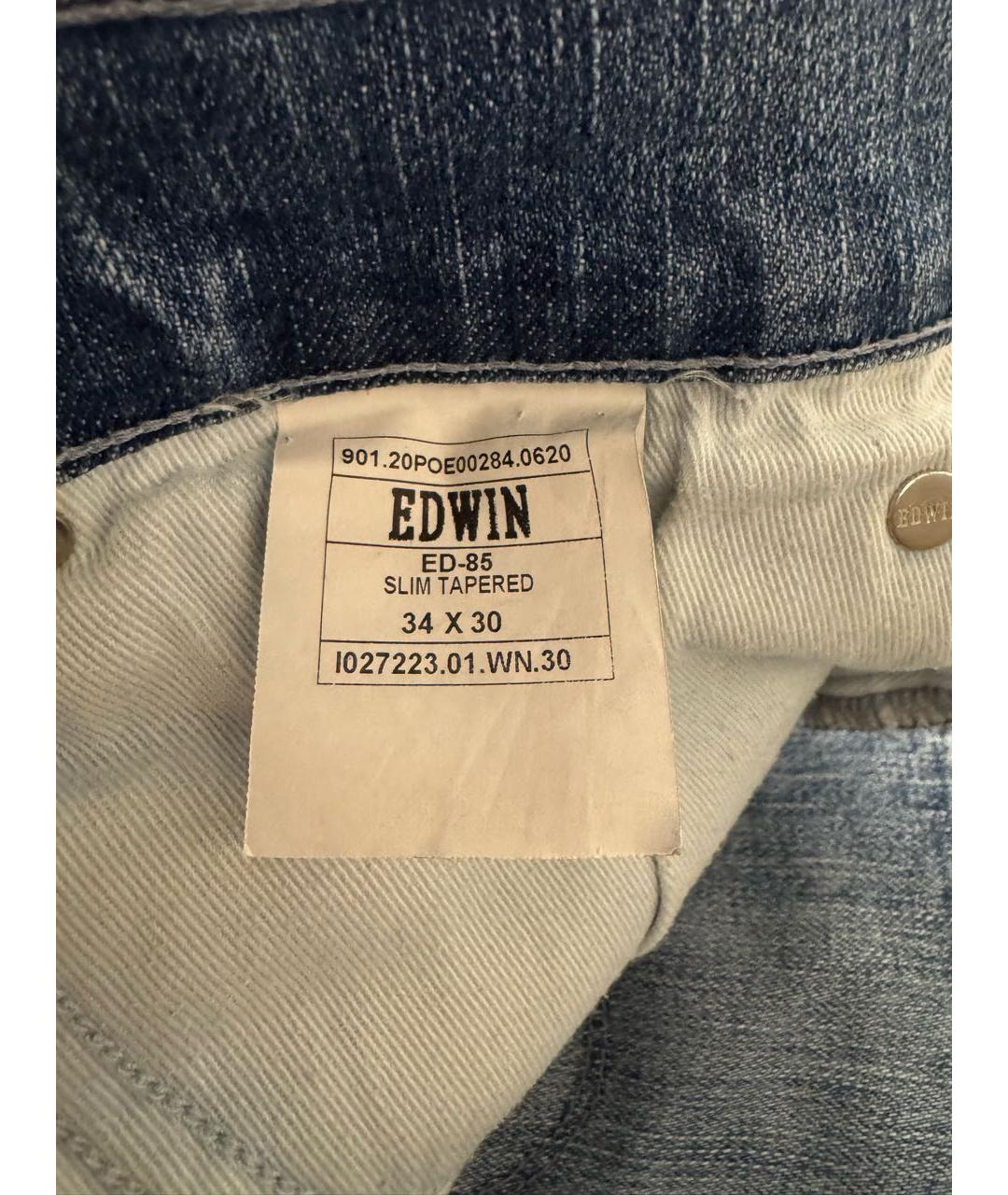 EDWIN Голубые хлопко-полиэстеровые джинсы скинни, фото 5