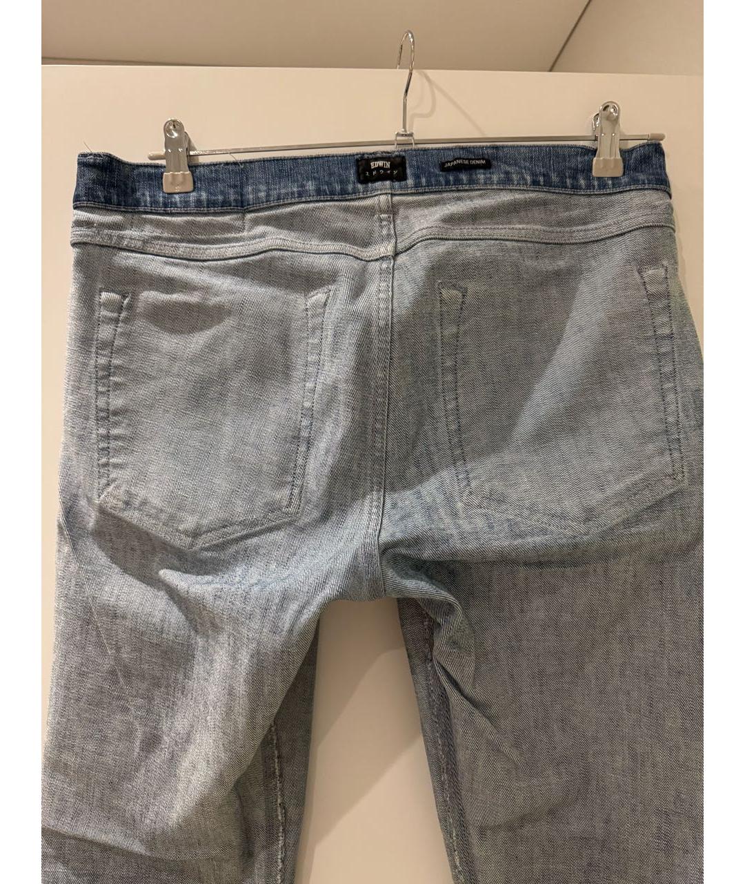 EDWIN Голубые хлопко-полиэстеровые джинсы скинни, фото 3