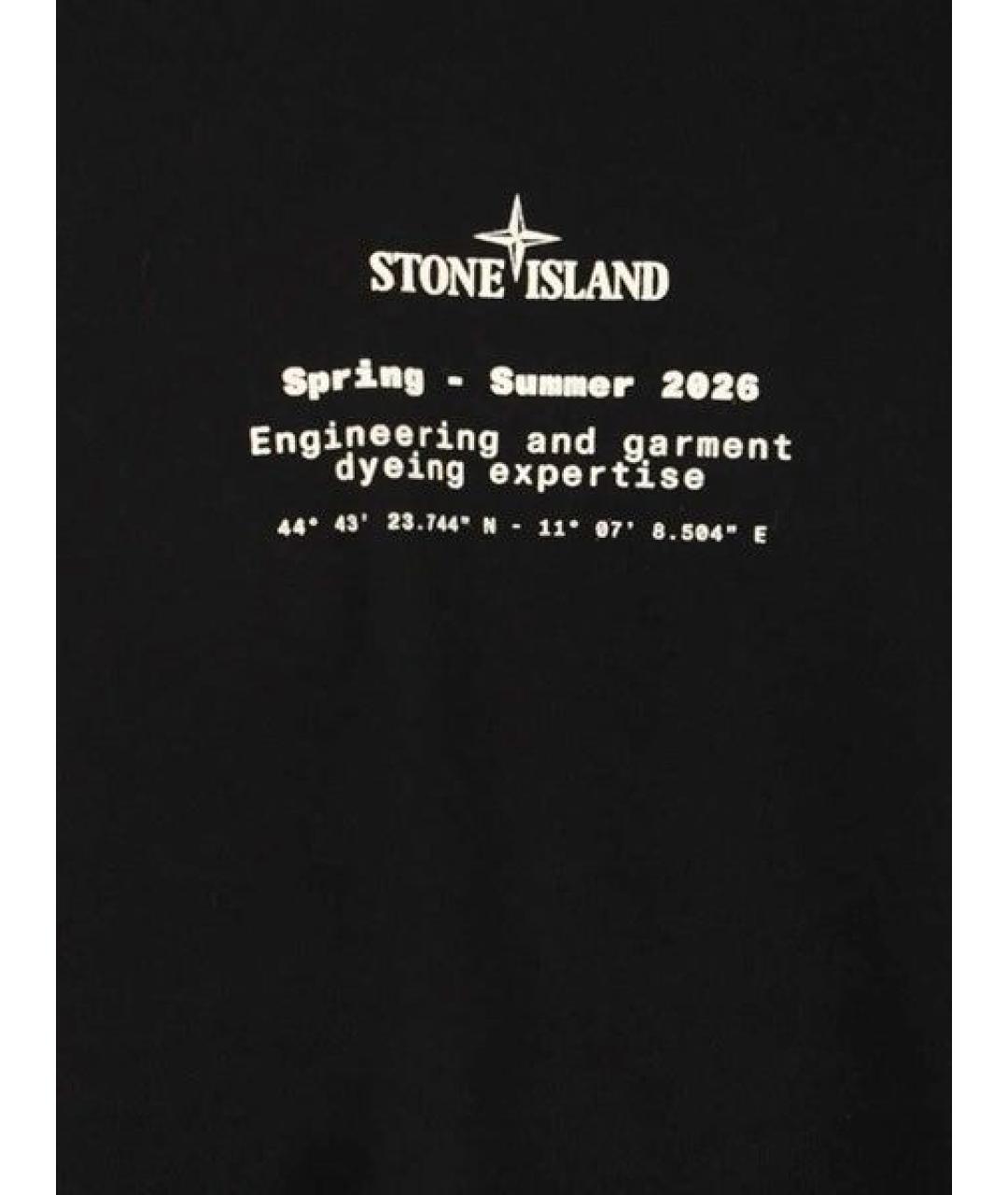 STONE ISLAND Черная хлопковая футболка, фото 3