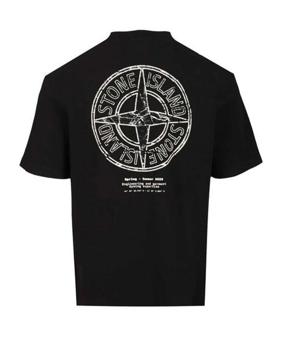 STONE ISLAND Черная хлопковая футболка, фото 2