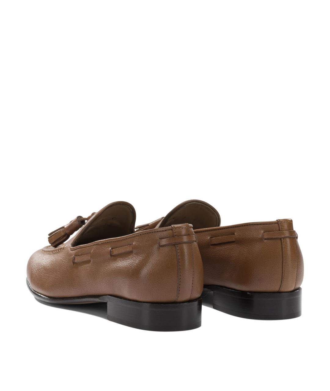 FERRAGAMO Коричневые кожаные лоферы, фото 4