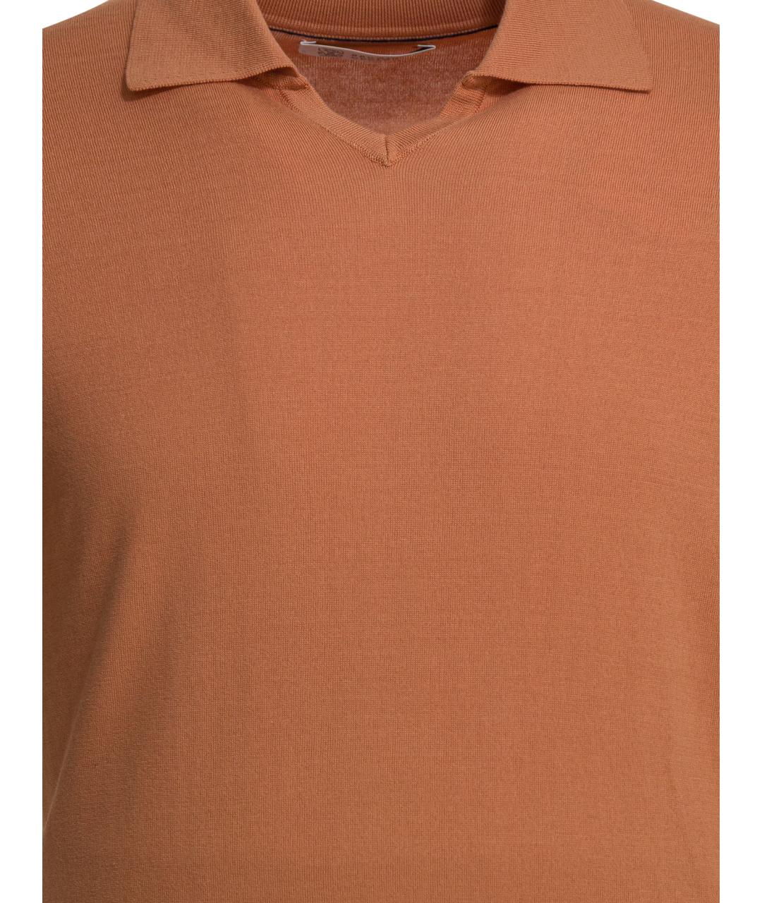 BRUNELLO CUCINELLI Оранжевое хлопковое поло с коротким рукавом, фото 3