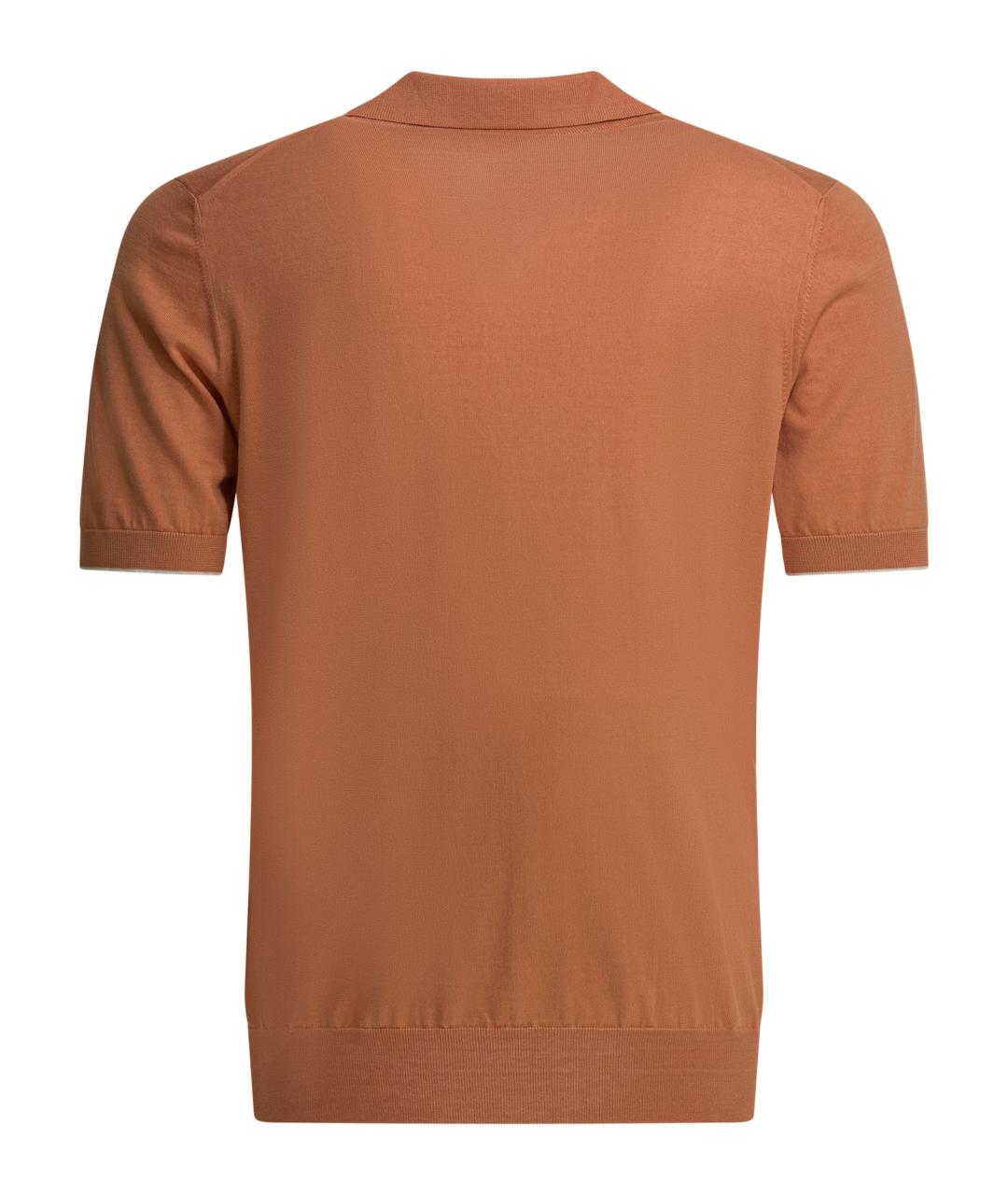 BRUNELLO CUCINELLI Оранжевое хлопковое поло с коротким рукавом, фото 2