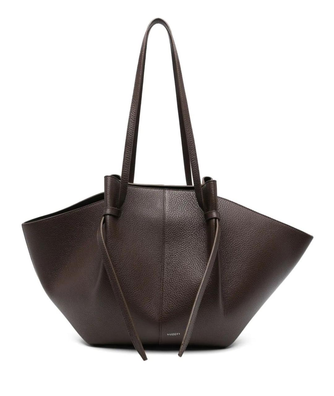 YUZEFI Коричневая кожаная сумка тоут, фото 1