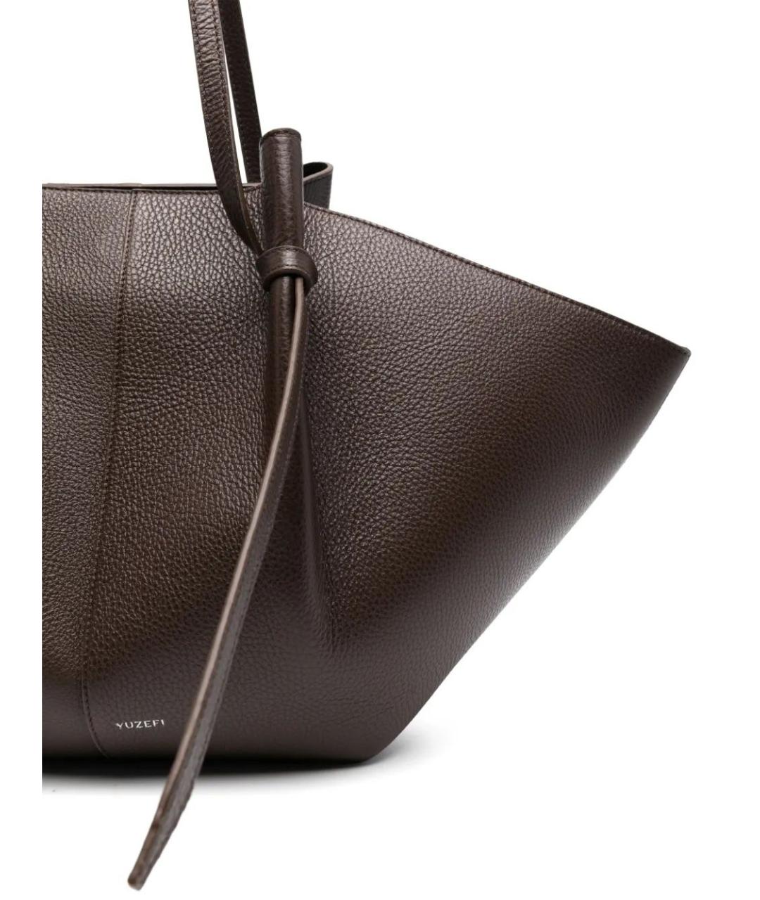 YUZEFI Коричневая кожаная сумка тоут, фото 4