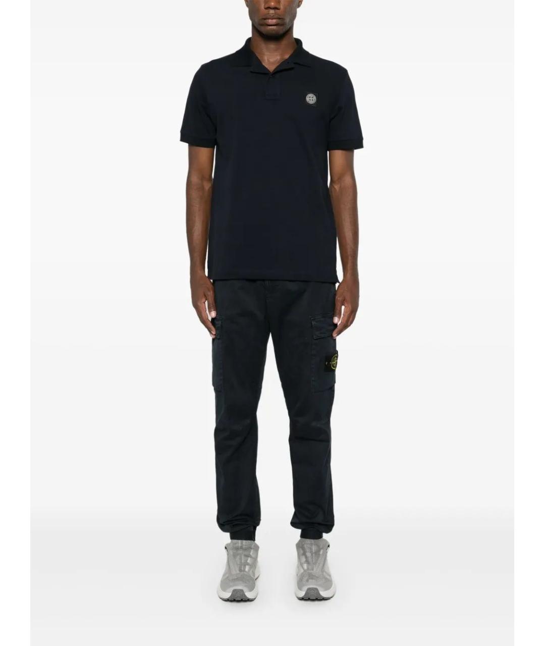 STONE ISLAND Синее хлопковое поло с коротким рукавом, фото 2