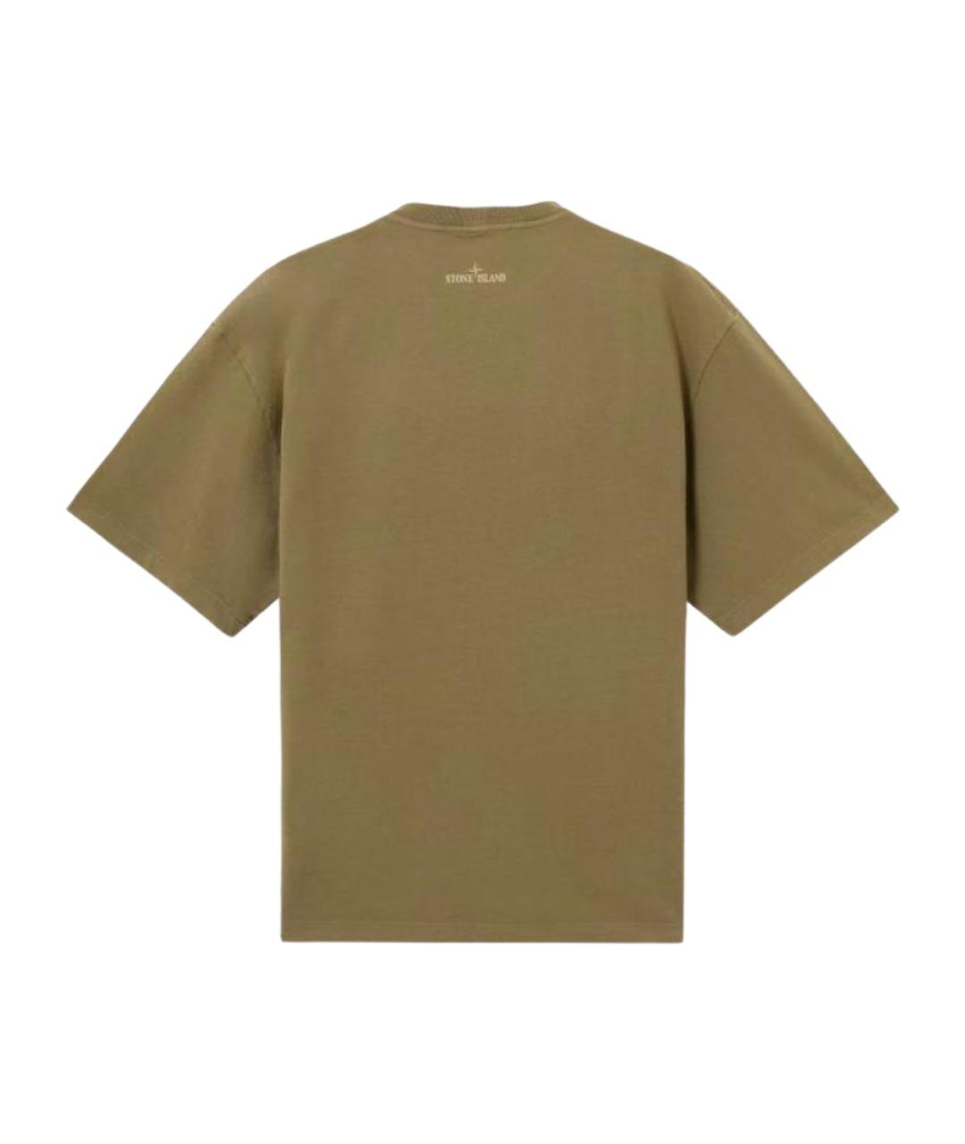 STONE ISLAND Зеленая хлопковая футболка, фото 2