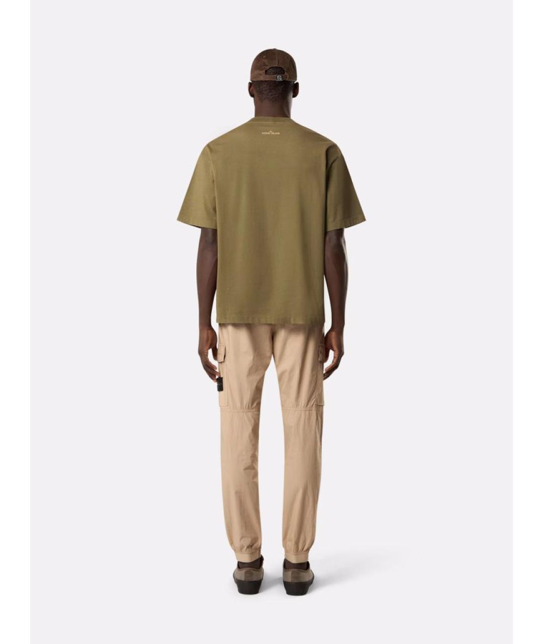 STONE ISLAND Зеленая хлопковая футболка, фото 3