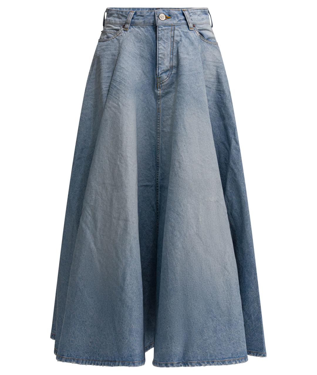 BALENCIAGA Голубая хлопковая юбка макси, фото 1