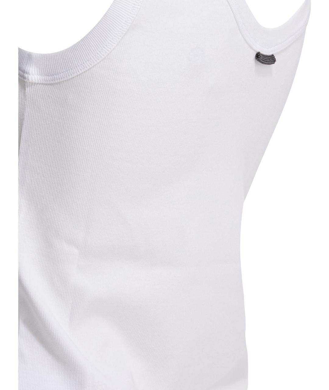 BRUNELLO CUCINELLI Белая хлопковая майка, фото 4