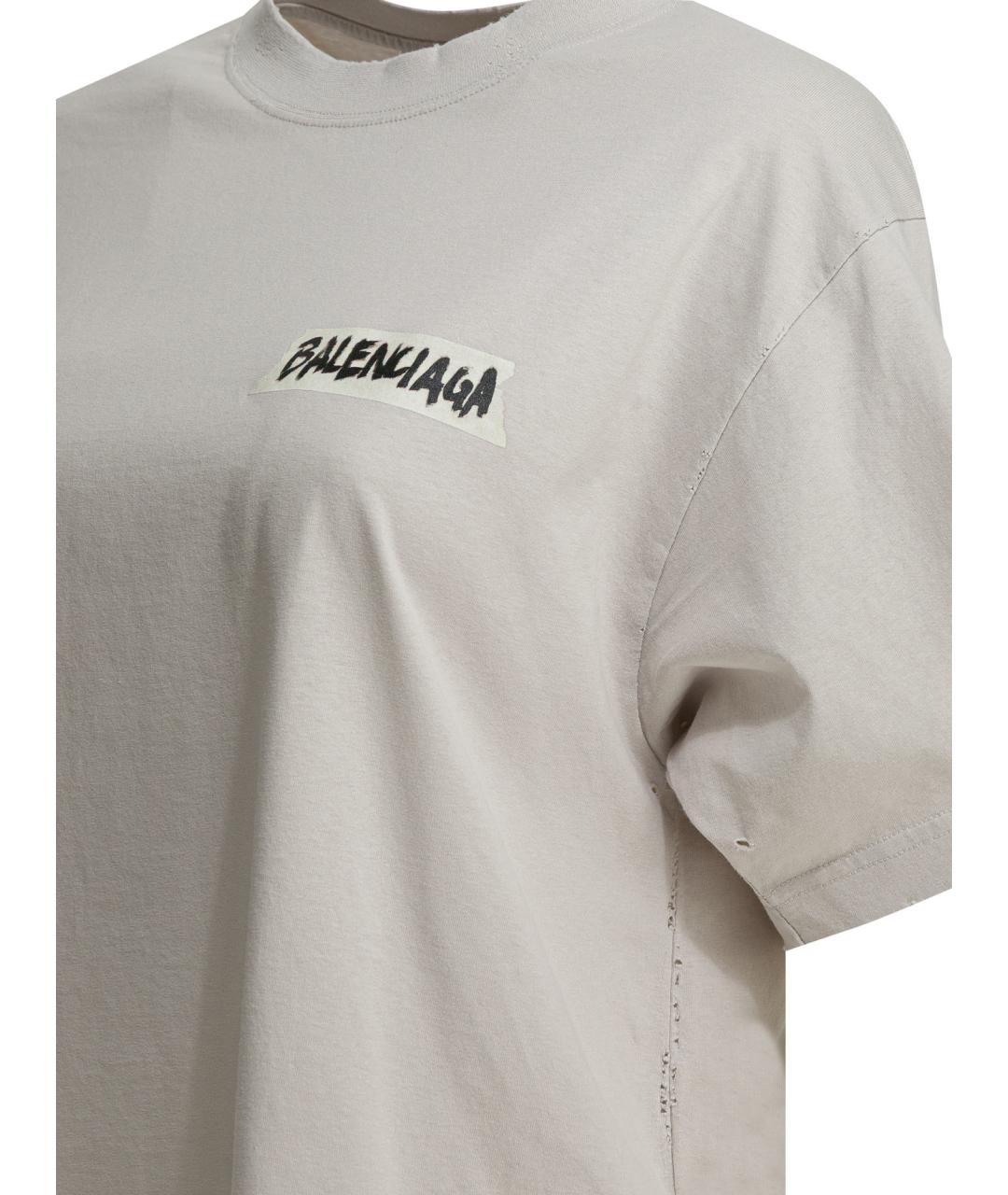 BALENCIAGA Белая хлопковая футболка, фото 4