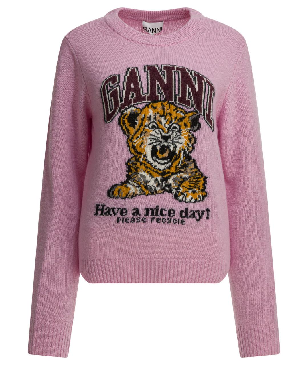 GANNI Розовый шерстяной джемпер / свитер, фото 1