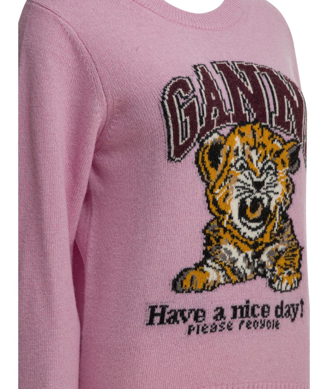 GANNI Розовый шерстяной джемпер / свитер, фото 4