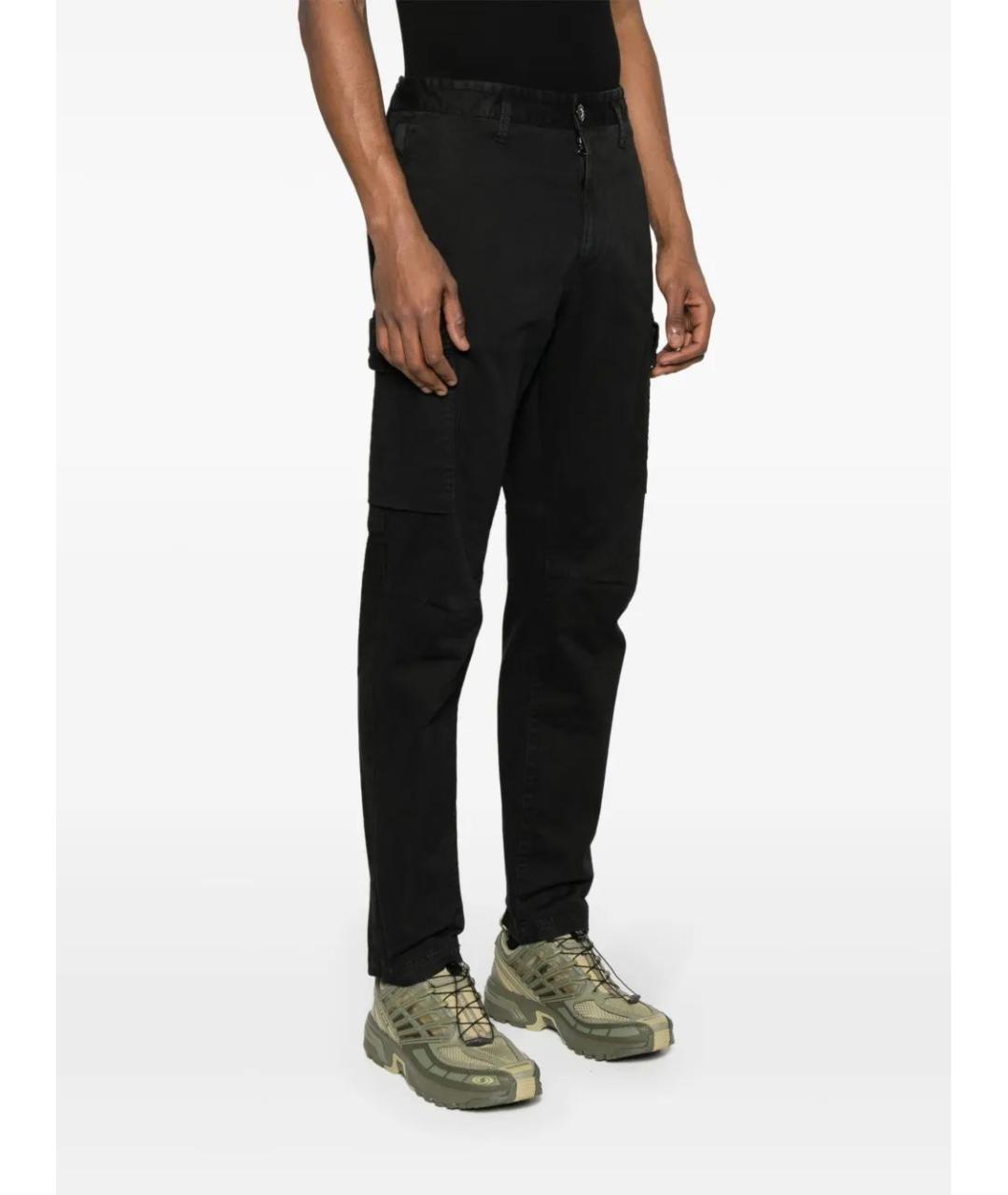 STONE ISLAND Черные хлопковые повседневные брюки, фото 3