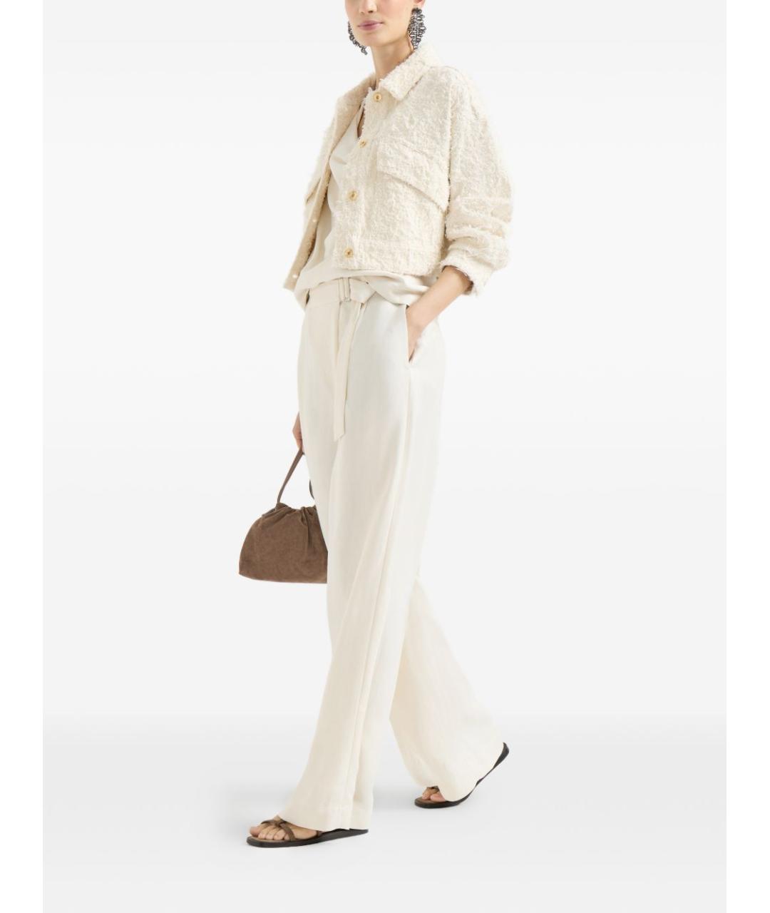 BRUNELLO CUCINELLI Белые прямые брюки, фото 5