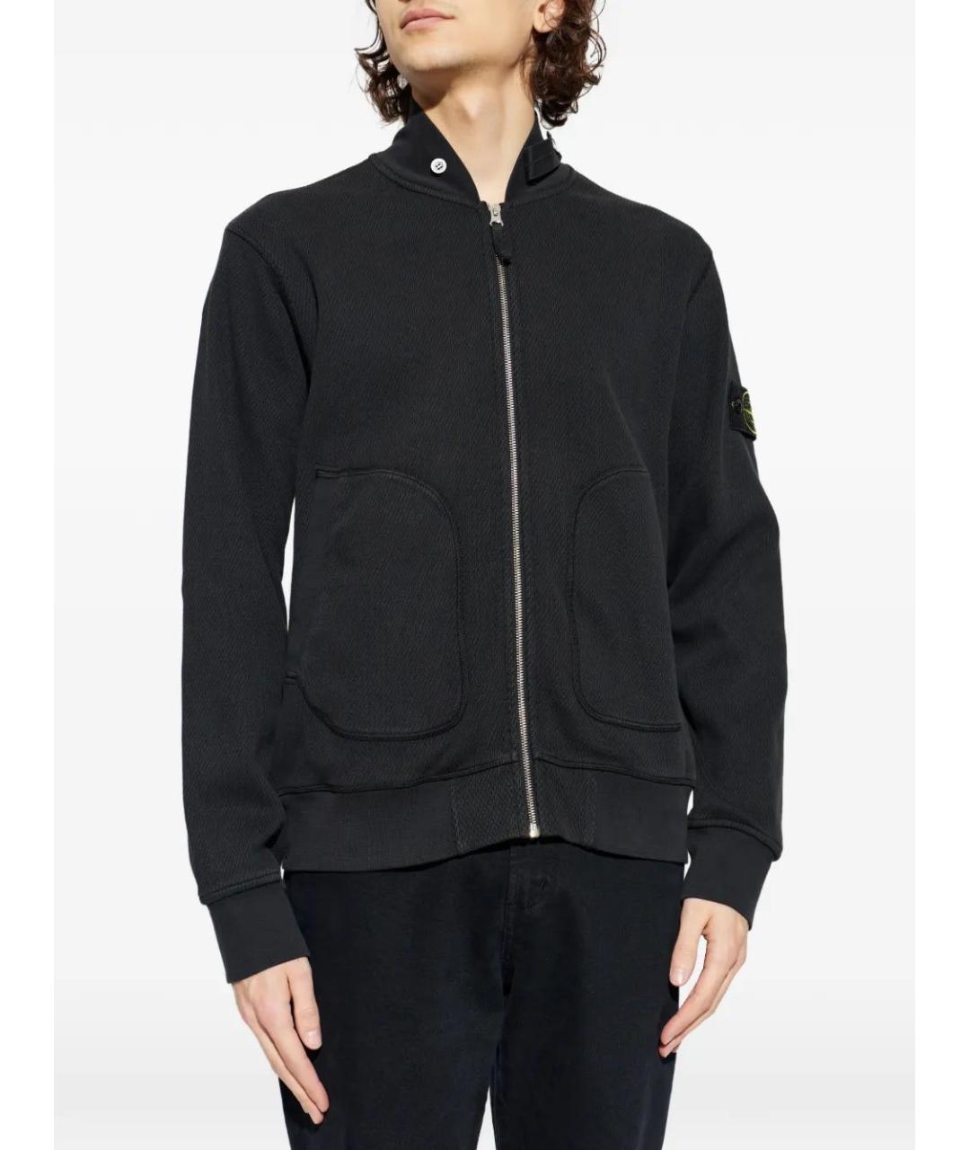 STONE ISLAND Черная хлопковая куртка, фото 3