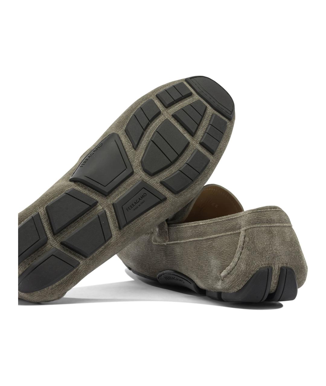 FERRAGAMO Коричневые замшевые лоферы, фото 5