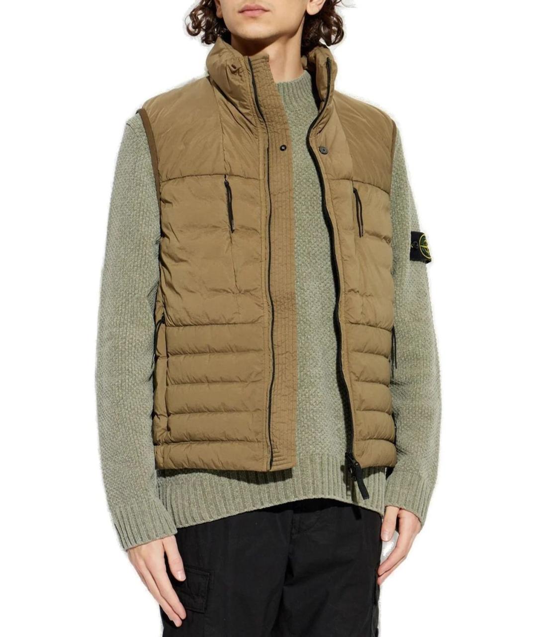 STONE ISLAND Хаки полиэстеровый жилет, фото 2
