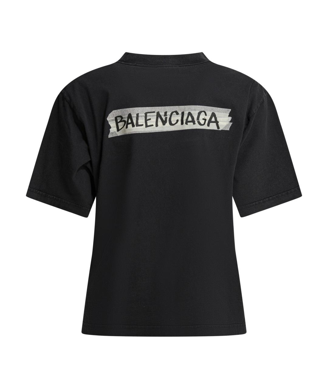 BALENCIAGA Черная хлопковая футболка, фото 2