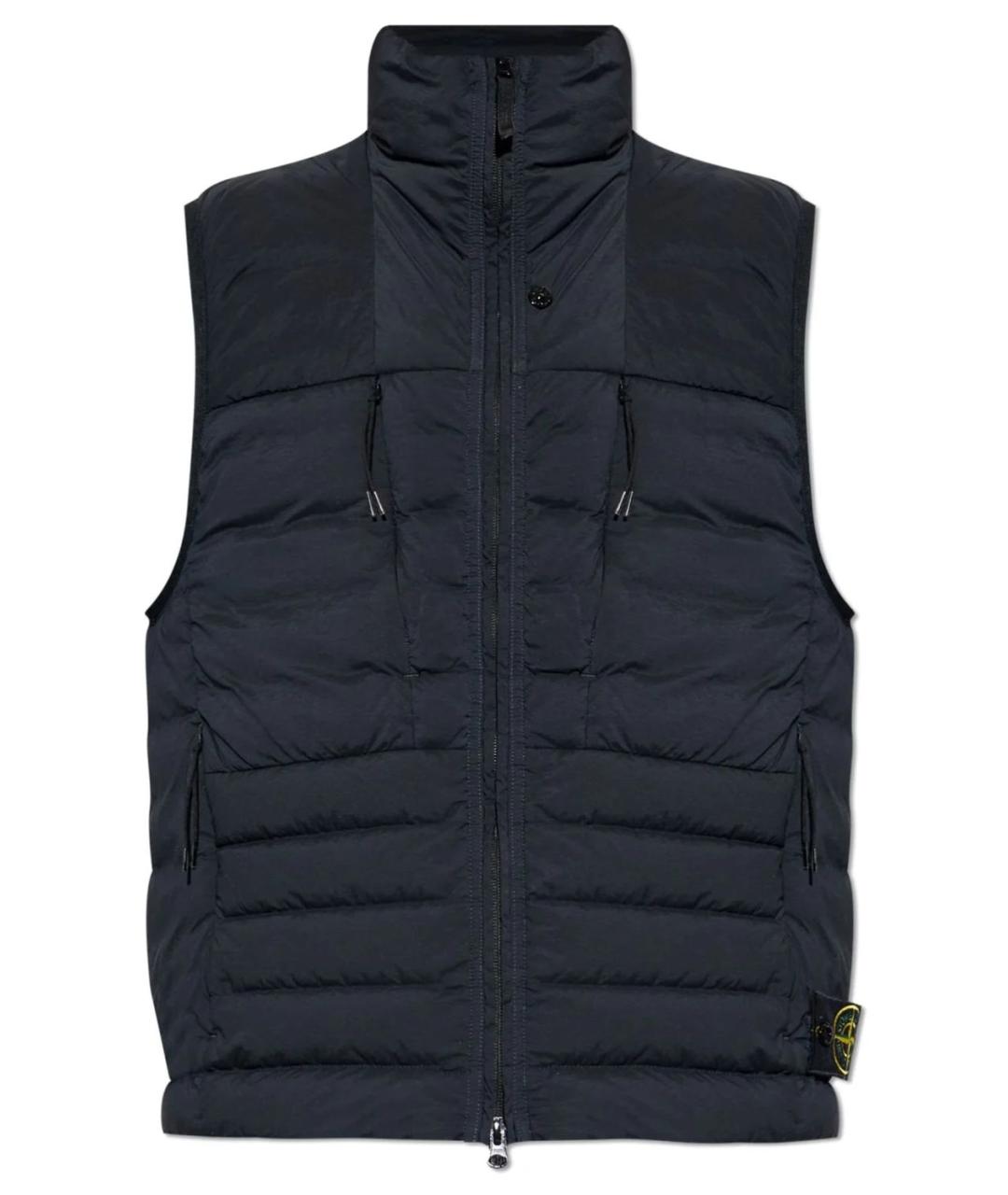 STONE ISLAND Темно-синий полиэстеровый жилет, фото 1