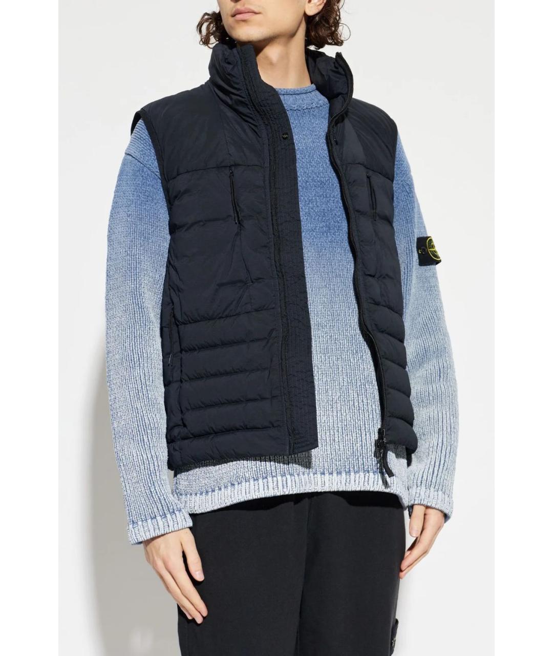 STONE ISLAND Темно-синий полиэстеровый жилет, фото 2