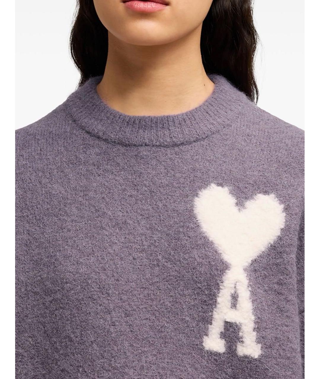 Ami Paris Фиолетовый шерстяной джемпер / свитер, фото 2