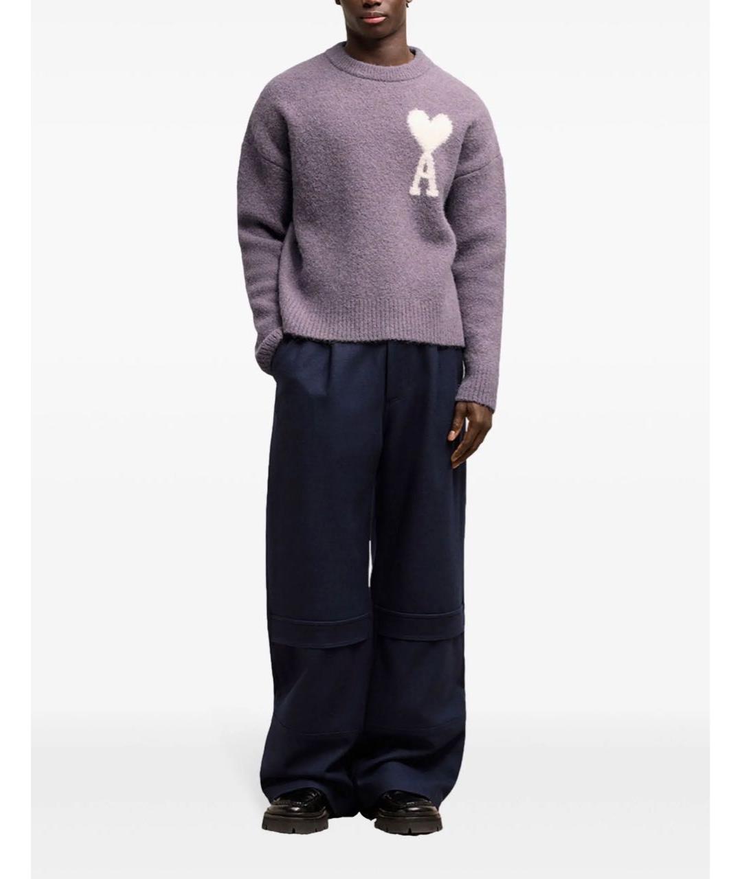 Ami Paris Фиолетовый шерстяной джемпер / свитер, фото 5