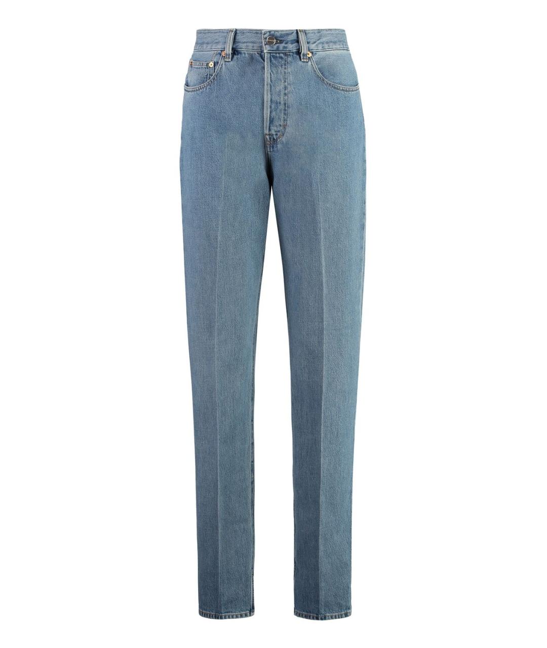 GUCCI Голубые хлопковые прямые джинсы, фото 1