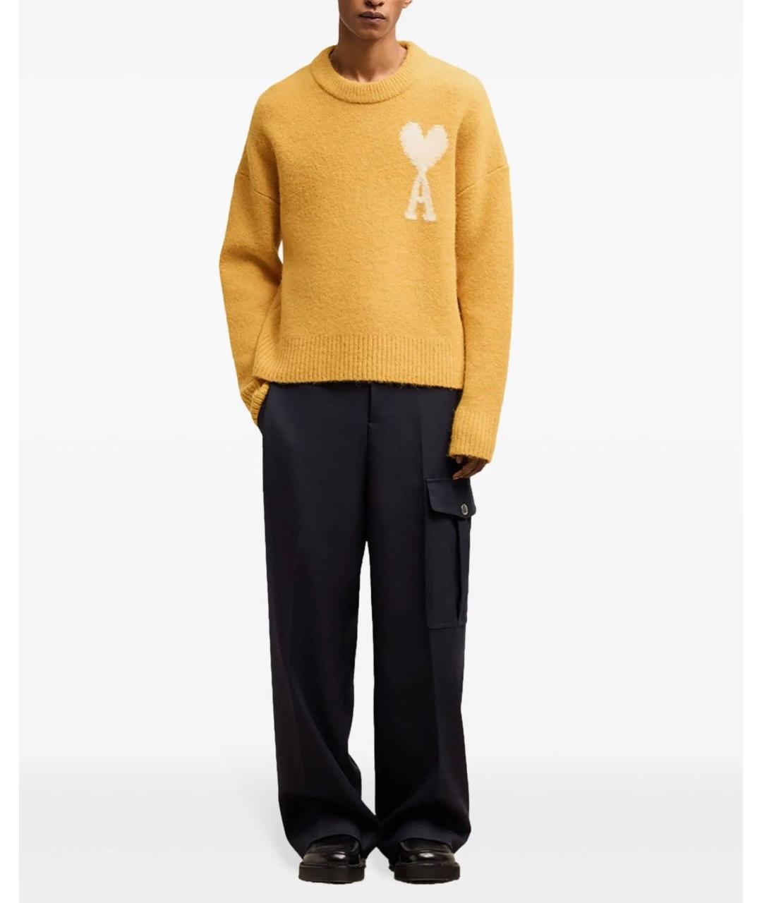 Ami Paris Желтый шерстяной джемпер / свитер, фото 4