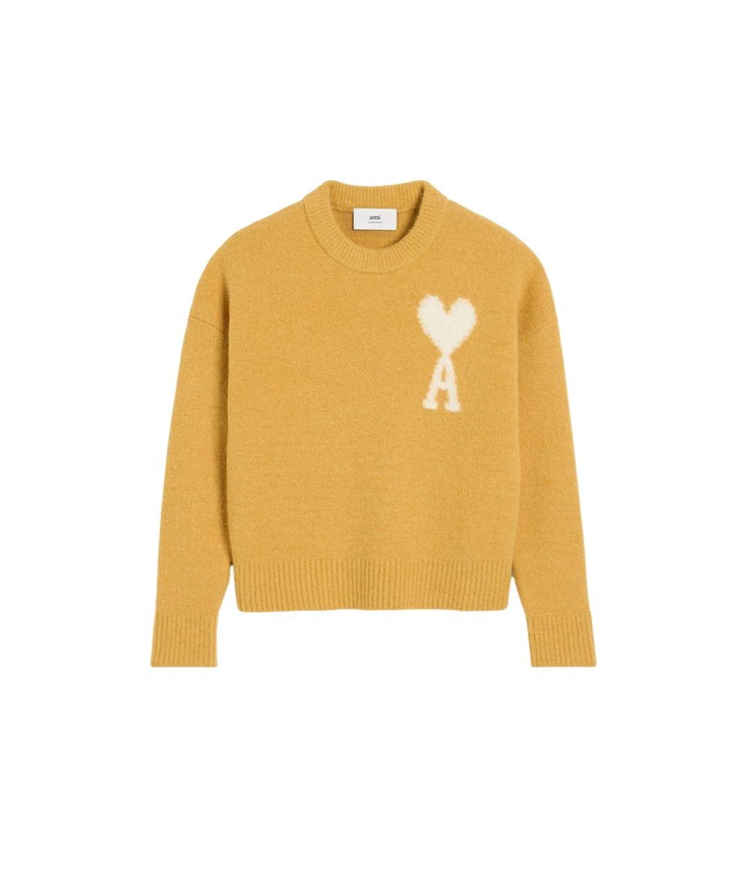 Ami Paris Желтый шерстяной джемпер / свитер, фото 1