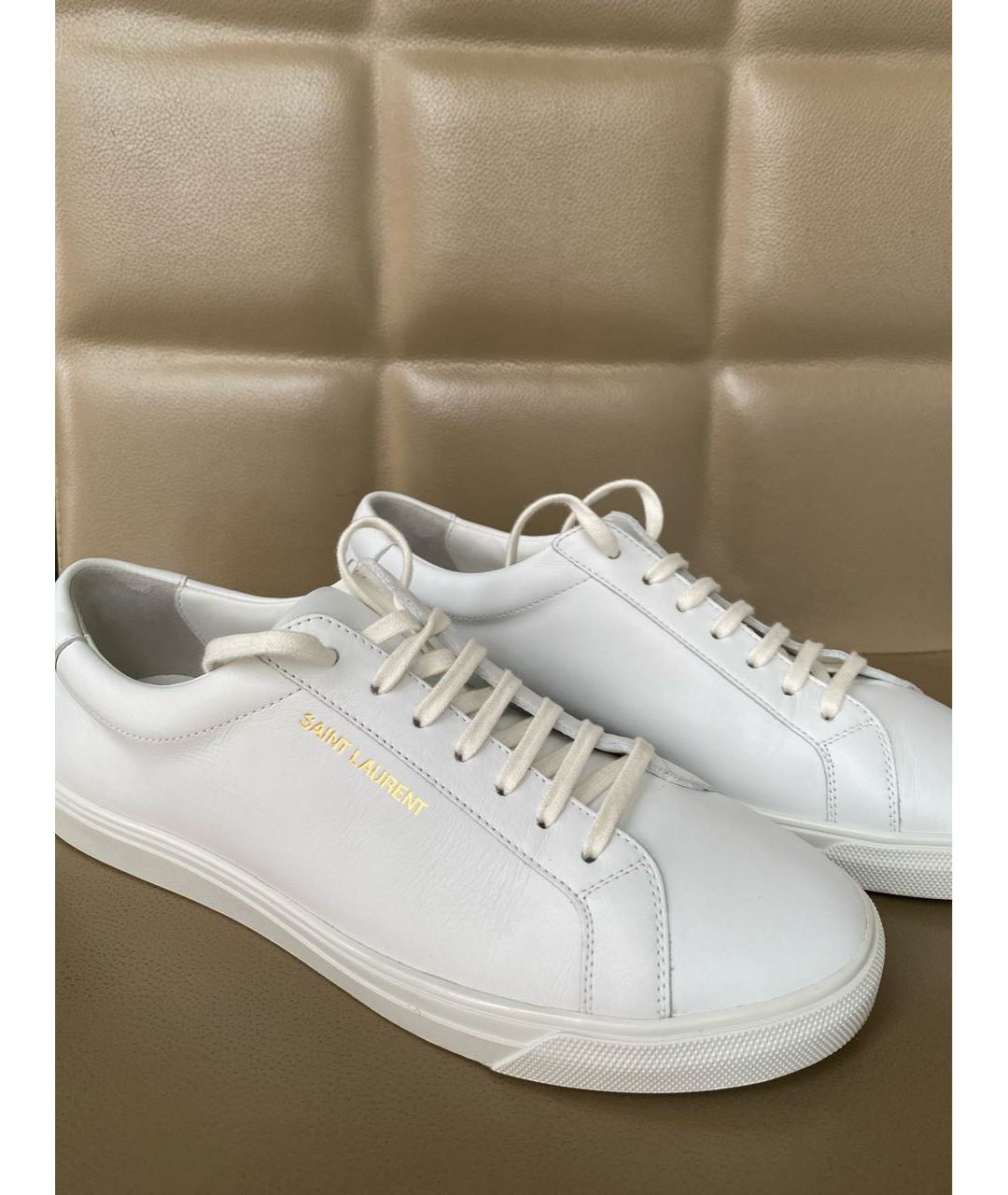 SAINT LAURENT Белые кожаные кроссовки, фото 4