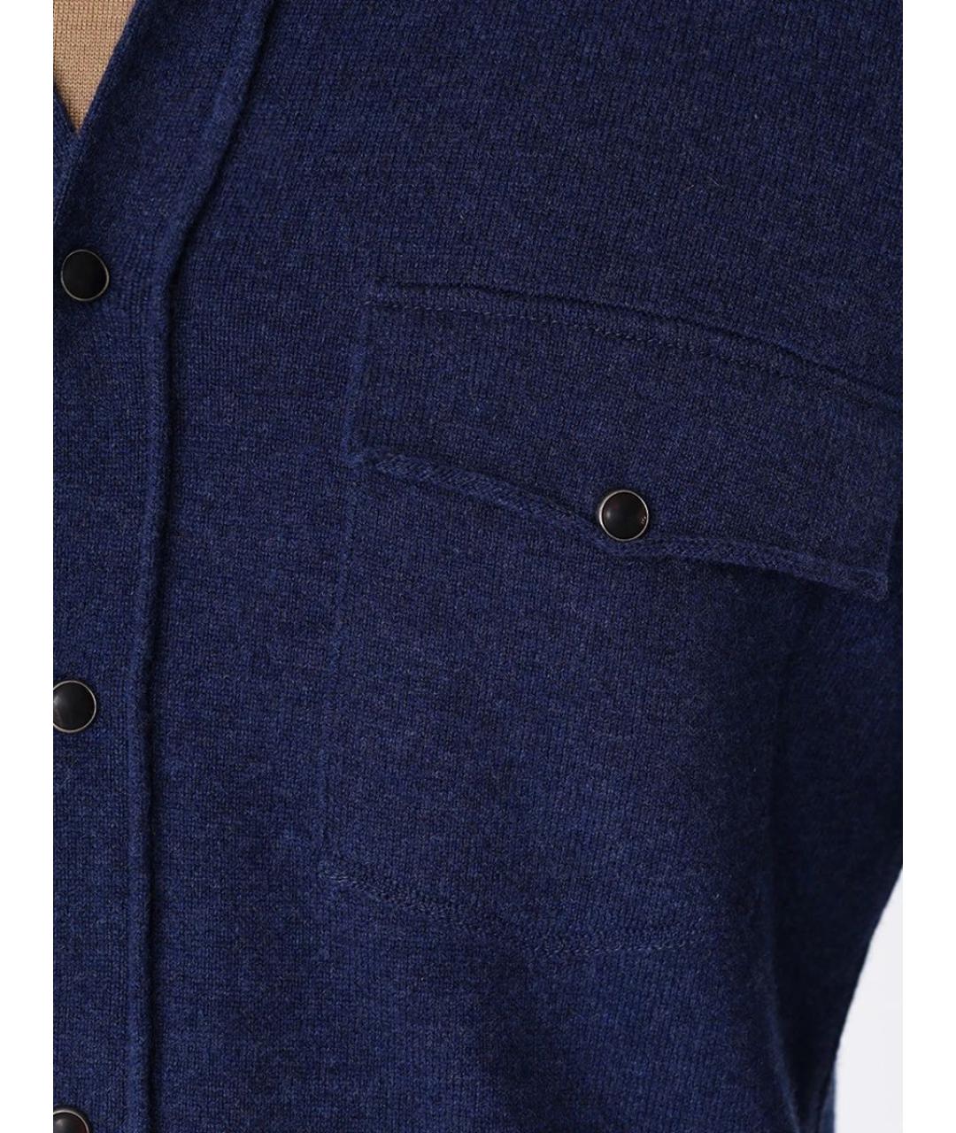 BRUNELLO CUCINELLI Темно-синяя кашемировая кэжуал рубашка, фото 3