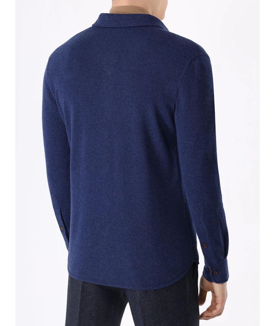 BRUNELLO CUCINELLI Темно-синяя кашемировая кэжуал рубашка, фото 2