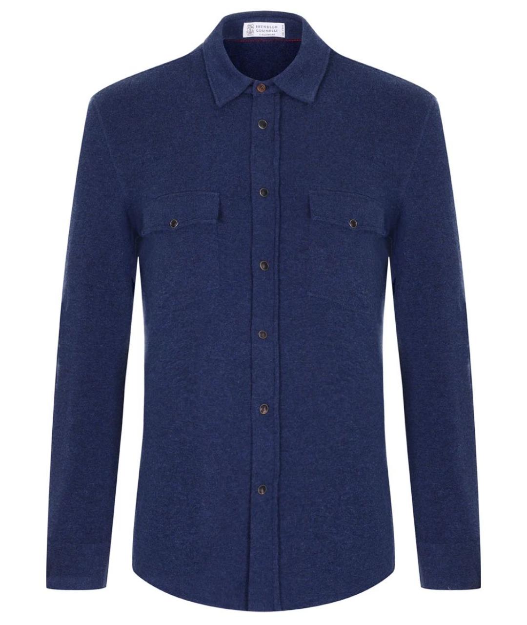 BRUNELLO CUCINELLI Темно-синяя кашемировая кэжуал рубашка, фото 1