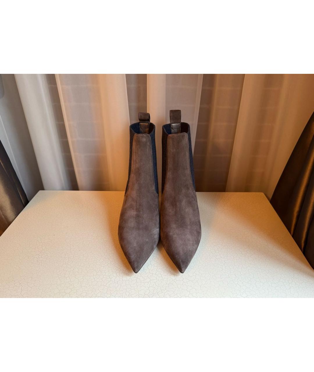 BRUNELLO CUCINELLI Бежевые замшевые ботильоны, фото 5