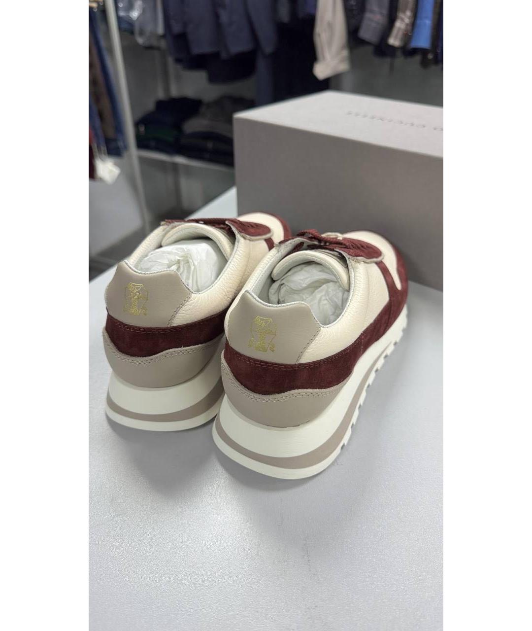 BRUNELLO CUCINELLI Бордовые замшевые высокие кроссовки / кеды, фото 3